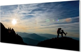 Panel Kuchenny Szklany Człowiek i Pies w Górach