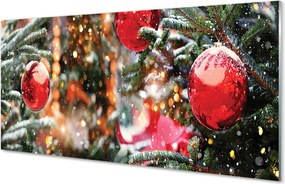 Panel szklany do Kuchni Zimowy Pejzaż z Bombkami