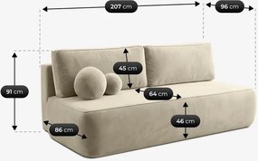 Sofa z Funkcją Spania ARVETO Kremowa Welurowa Nowoczesna