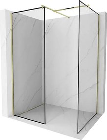 Mexen Kioto ścianka prysznicowa Walk-in 130 x 110 cm, czarna ramka, złota - 800-130-202-50-70-110
