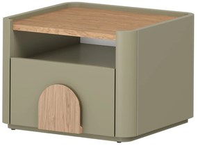 Szafka nocna Amilio z szufladą 50 cm - eukaliptus / dąb baltic dune / uchwyty dąb naturalny