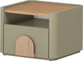 Szafka nocna Amilio z szufladą 50 cm - eukaliptus / dąb baltic dune / uchwyty dąb naturalny