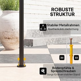 Outsunny Pawilon Grillowy z Oświetleniem LED 240 x 150 x 258 cm Odporny na Wodę i Ogień, Pergola z Podwójną Warstwą Dachu