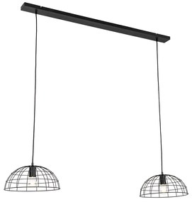 Industrialna lampa wisząca czarna 2-światłowa - HanzePrzemysłowy Oswietlenie wewnetrzne