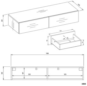 Biała wisząca toaletka M6-L75