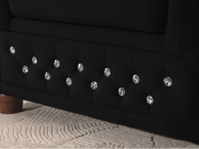 Czarny aksamitny rozkładany narożnik (prawostronny/w kształcie litery L) York Blik – Ropez