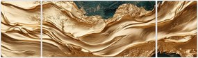 Obraz - Zielona abstrakcja ze złotem II. (170x50 cm)