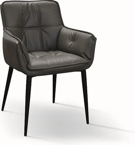 Zestaw 4 krzeseł ze sztucznej skóry w kolorze antracytowym - KENSINGTON