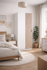 Narożna szafa uchylna biały + dąb sonoma W2-G72