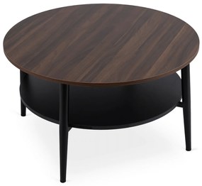 Stolik Kawowy Okrągły PAULO MAX 80 cm Orzech/Czarny Nowoczesny Loft