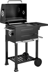 Outsunny Kompaktowy grill węglowy z pokrywą, termometrem, składanym bocznym blatem, szufladą na popiół i otworami wentylacyjnymi | Aosom PL