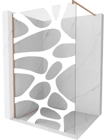 Mexen Kioto ścianka prysznicowa Walk-in 130 x 200 cm, biały wzór 8 mm, miedź szczotkowana - 800-130-101-65-97