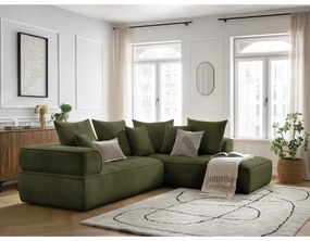 Zielony narożnik z tkaniny szenilowej (prawostronny/w kształcie litery L) Whesley – Bobochic Paris