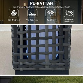 Outsunny Lampa Solarna Rattan Wodoodporna Ogrodowa z Czujnikiem Światła Stal Szary 155x155x46cm | Aosom PL