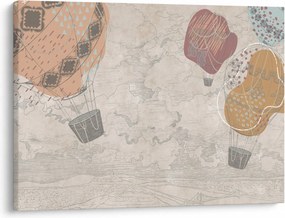 Obraz - Balony nad miastem, ciepłe odcienie (70x50 cm)