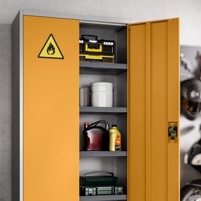 Szafa na chemikalia MARIA, 900 x 1850 x 400 mm, szaro-żółta