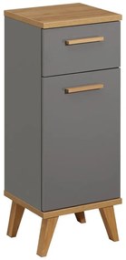 Szara niska szafka łazienkowa w dekorze dębu 35,5x89,5 cm Quickset 924 – Pelipal