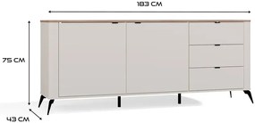 Komoda kaszmirowa na nóżkach z blatem dąb castello  C2-R99