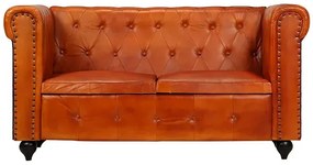 Skórzana 2-osobowa jasnobrązowa sofa w stylu Chesterfield - Clementine 2Q