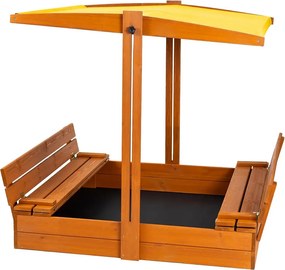 Dla dzieci piaskownica z daszkiem w kolorze żółtym 120 cm W2-P40