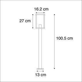 Zewnetrzna Nowoczesna zewnętrzna lampa stojąca czarna szkło 100.5cm - Rotterdam Nowoczesny Oswietlenie zewnetrzne