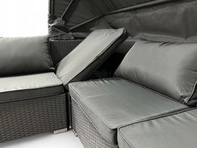 Wielofunkcyjny zestaw mebli ogrodowych - narożnik, leżanka z daszkiem Galicja 101 szary, poduszki szare