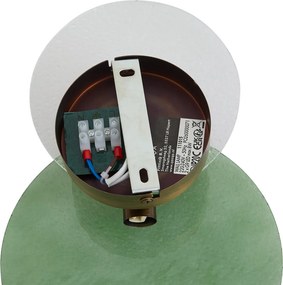 Lampa ścienna Art Deco ciemny brąz z zielonym i przezroczystym szkłem 2-punktowa - Text