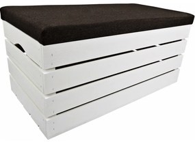 Pufa kufer skrzynia drewniana sosnowa siedzisko 80cm malowana biała