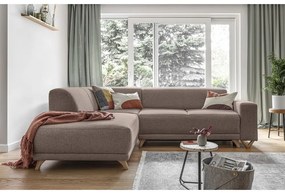 Brązowy rozkładany/ze schowkiem narożnik (lewostronny/w kształcie litery L) Classy Sophie – Miuform
