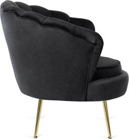 Fotel Wypoczynkowy do Salonu ANGEL Muszelka Czarny Welurowy Nowoczesny