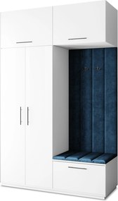Masseno Garderoba REMA 150/240/60 cm Nowoczesna Szafa do Przedpokoju Biała, MONOLITH 77 (Niebieski)