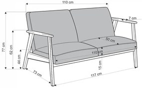 Jasnobeżowa tapicerowana sofa w stylu vintage - Conti 4X