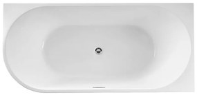 Wanna wolnostojąca narożna WALL Grey Matt / Glow prawa konglomerat szara błyszcząca/matowa 160 x 75 cm z przelewem typu SLIM : Kolor wanny - Biały matowy