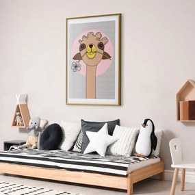 Plakat Wesoła lama 60x90 cm z ramą złotą z marginesem ARTGEIST B