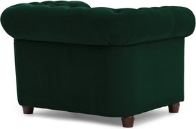 Zielony aksamitny fotel typu chesterfield York Blik – Ropez