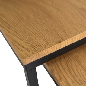 Zestaw Stolików Kawowych CARMI Dąb Złoty/Czarny do Salonu Loft