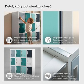Szafka metalowa do szkoły i przedszkola szaro-niebiesko-granatowa, 1090x1200x450 mm: OLA