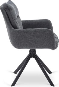 Krzesło Tapicerowane Obrotowe do Salonu PAUL Ciemnoszare Nowoczesne