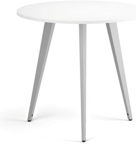Stolik kawowy PRIMO VIBE, średnica 80 cm, szaro-srebrna podstawa, biały