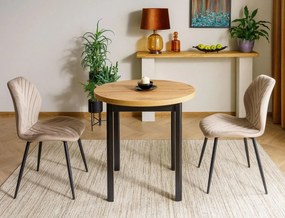 Stół okrągły ADAM 80 cm dąb artisan /czarny SIGNAL