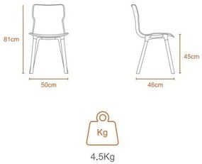 Krzesło Duo wood Carrara 50,3 x 46,3 x 80,9 cm