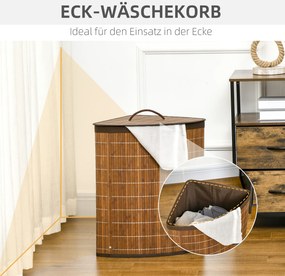 HOMCOM Kosz na pranie z pokrywą Brązowy Praktyczny i estetyczny 38x38x57cm | Aosom PL