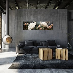 Obraz - Białe żurawie (170x50 cm)