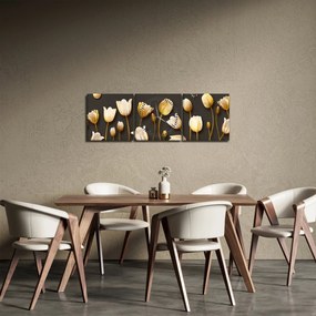 Obraz - Tulipany - abstrakcja (z zegarem) (90x30 cm)