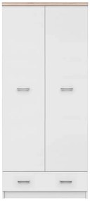 Biała szafa dwudrzwiowa z szufladą K4-G20