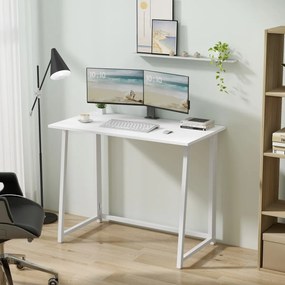 Zestaw do biura – składany stół ZARIMO 80×40 cm biały + krzesło biurowe AVOLA VELVET jasnobrązowe