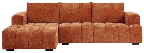 Kanapa narożna lewostronna z teksturowanej tkaniny terakota BENOLA