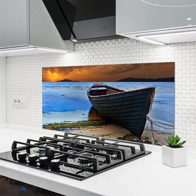 Panel Szklany Łodzie na Piaszczystym Brzegu