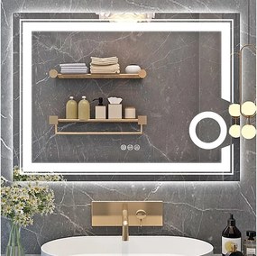 Lustro łazienkowe z oświetleniem, powiększające, anty-parujące, ścienne 80x60cm
