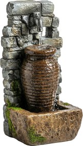 Outsunny Fontanna ogrodowa z regulowanym przepływem wody i 3-poziomowym rustykalnym murem w stylu wazonu | Aosom PL